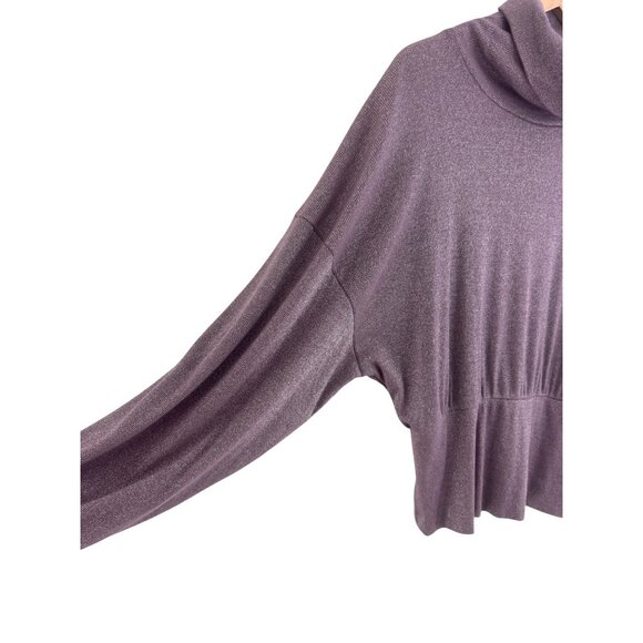 Free People Metallic Shimmer Glam Dolman TurtleNeck Sweater Top Purple Size L - Picture 4 of 8
